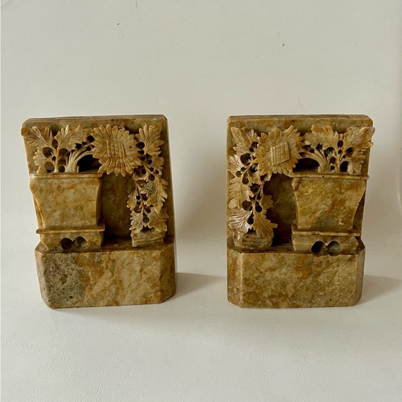 Vintage Carved Stone Bookends - Picture 1 of 1